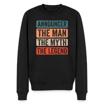 Funny Sports Ansager - Männer Premium Bio Pullover - Schwarz - Vorne - Nico (187cm)
