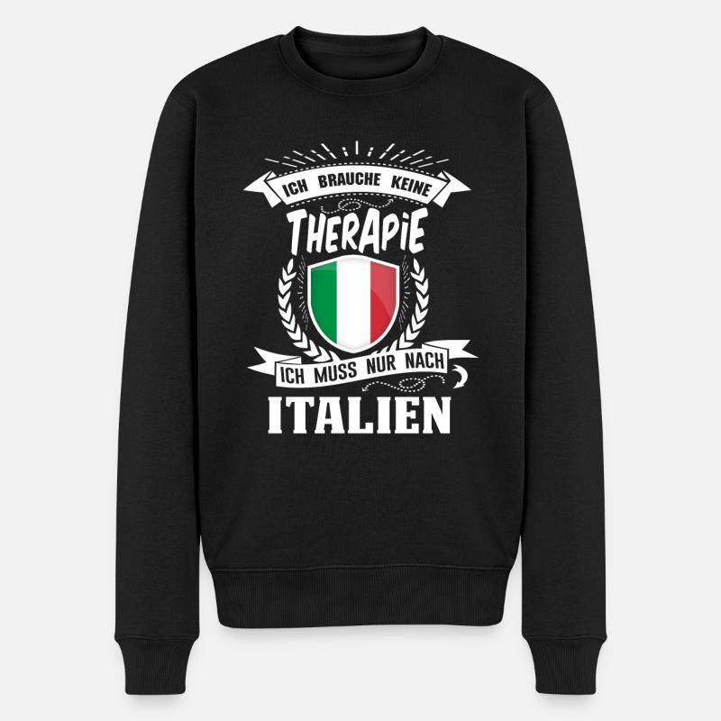 Ich brauche keine Therapie Italien - Männer Premium Bio Pullover - Schwarz