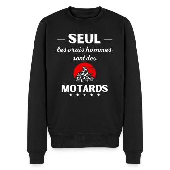 Seul les vrais hommes sont des motards - Pull Premium bio Homme - noir - Devant - Nico (187cm)