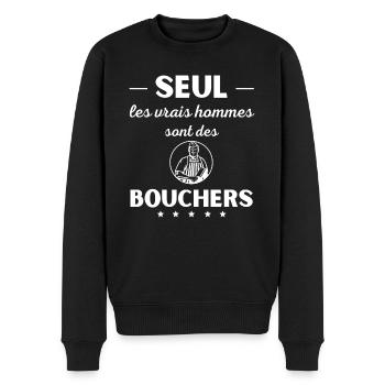Seul les vrais hommes sont bouchers - Pull Premium bio Homme - noir - Devant - Nico (187cm)