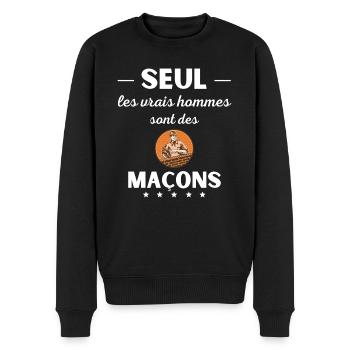 Seul les vrais hommes sont maçons - Pull Premium bio Homme - noir - Devant - Nico (187cm)