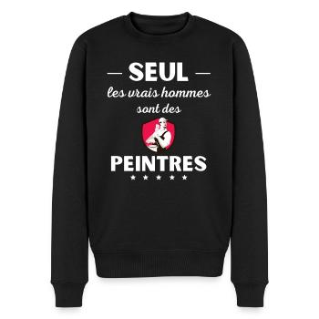 Seul les vrais hommes sont peintres - Pull Premium bio Homme - noir - Devant - Nico (187cm)