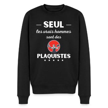 Seul les vrais hommes sont des plaquistes - Pull Premium bio Homme - noir - Devant - Nico (187cm)