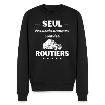 Seul les vrais hommes sont des routiers - Pull Premium bio Homme - noir - Devant - Nico (187cm)