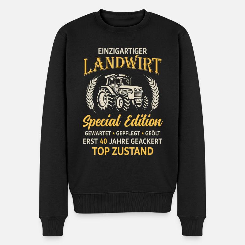 40. Geburtstag Landwirt Traktor Bauer - Männer Premium Bio Pullover - Schwarz