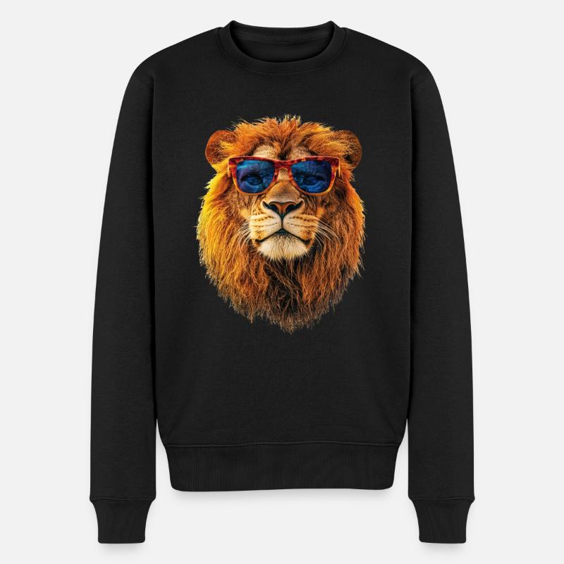 Löwe Sonnenbrille - Männer Premium Bio Pullover - Schwarz