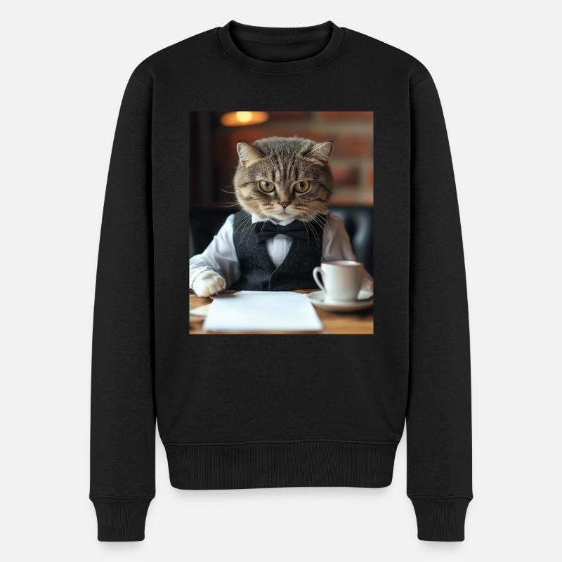 Katze Business - Männer Premium Bio Pullover - Schwarz