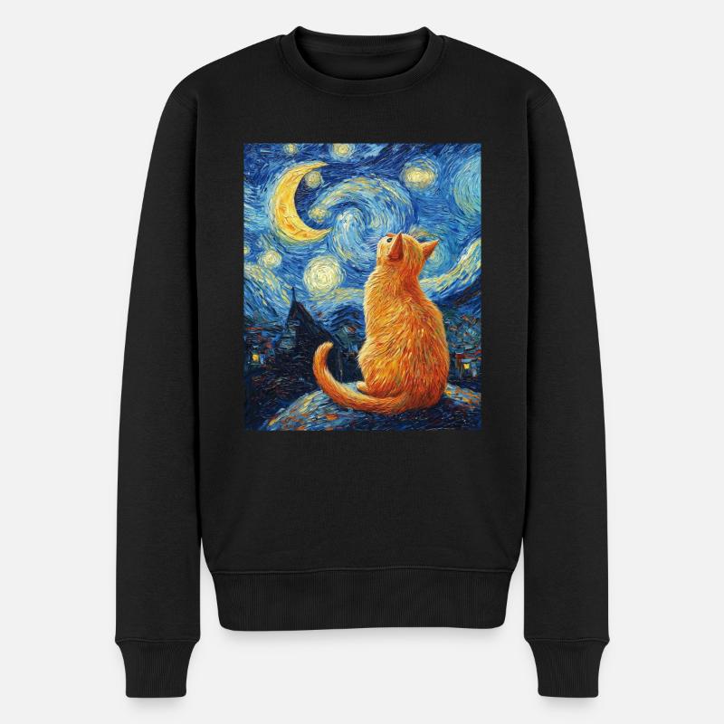 Chat à la Van Gogh - Pull Premium bio Homme - noir