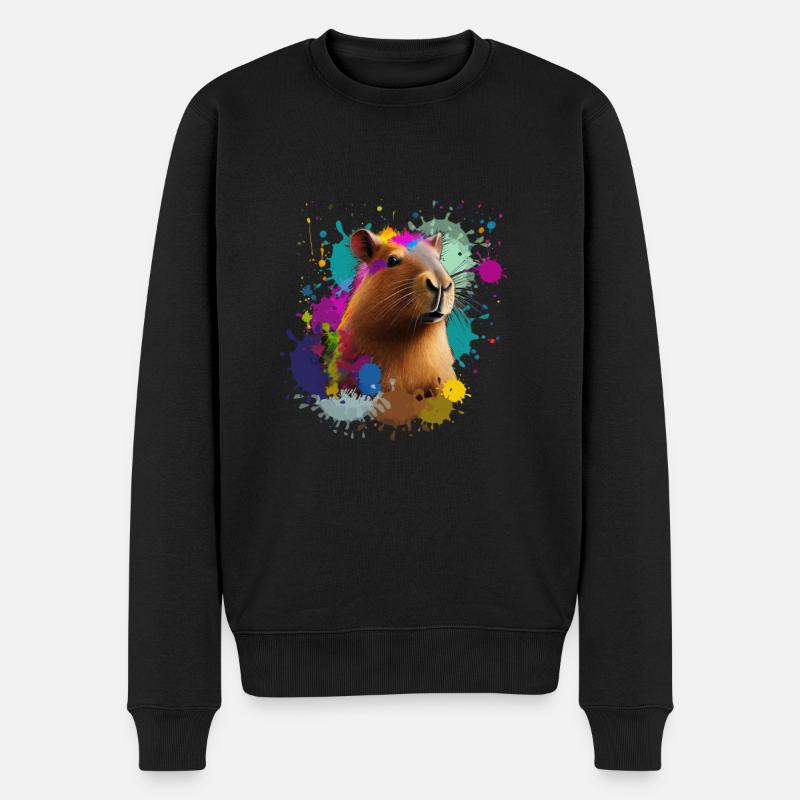 capybara,schwein,graffiti,wasserschwein,bunt - Männer Premium Bio Pullover - Schwarz