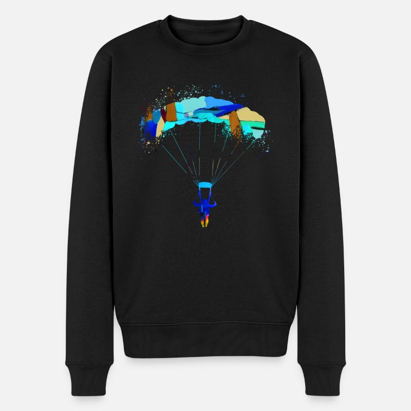 fallschirm,fallschirmflieger,graffiti,gleitschirm - Männer Premium Bio Pullover - Schwarz