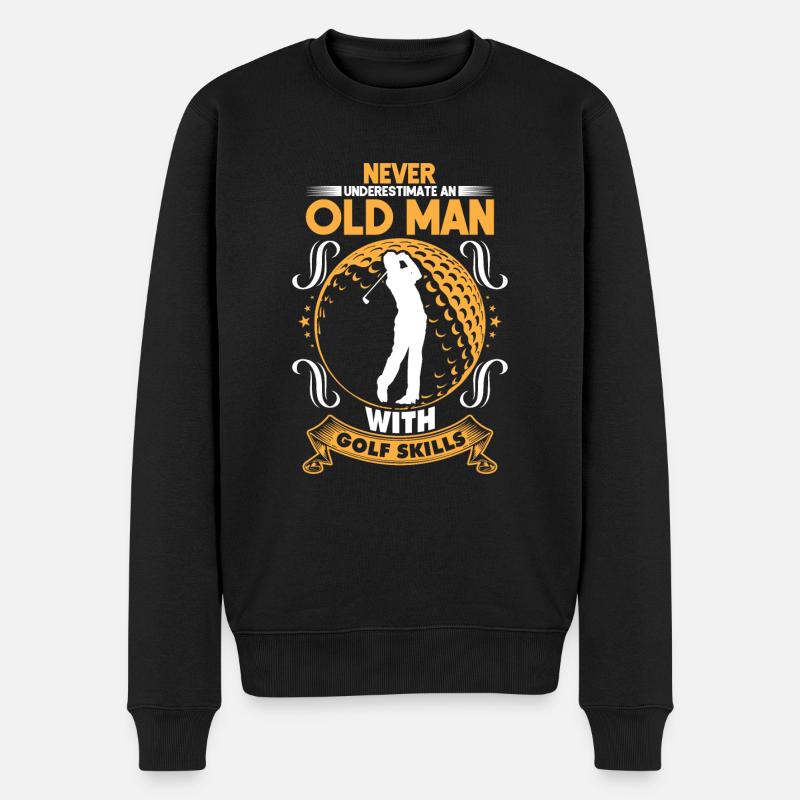 Old man with golf skills - Männer Premium Bio Pullover - Schwarz