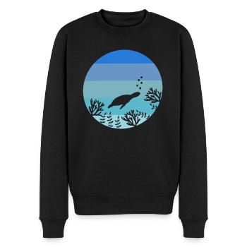 Amoureux des animaux Créatures de la mer Tortue rétro - Pull Premium bio Homme - noir - Devant - Nico (187cm)
