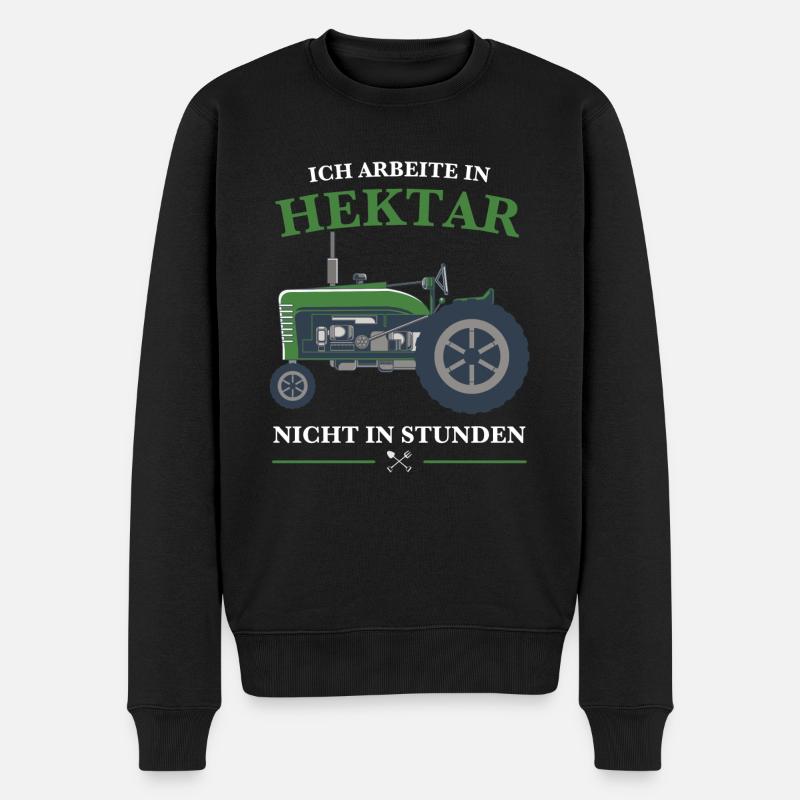 Traktor fahren und lustiger Spruch über Trekker - Männer Premium Bio Pullover - Schwarz