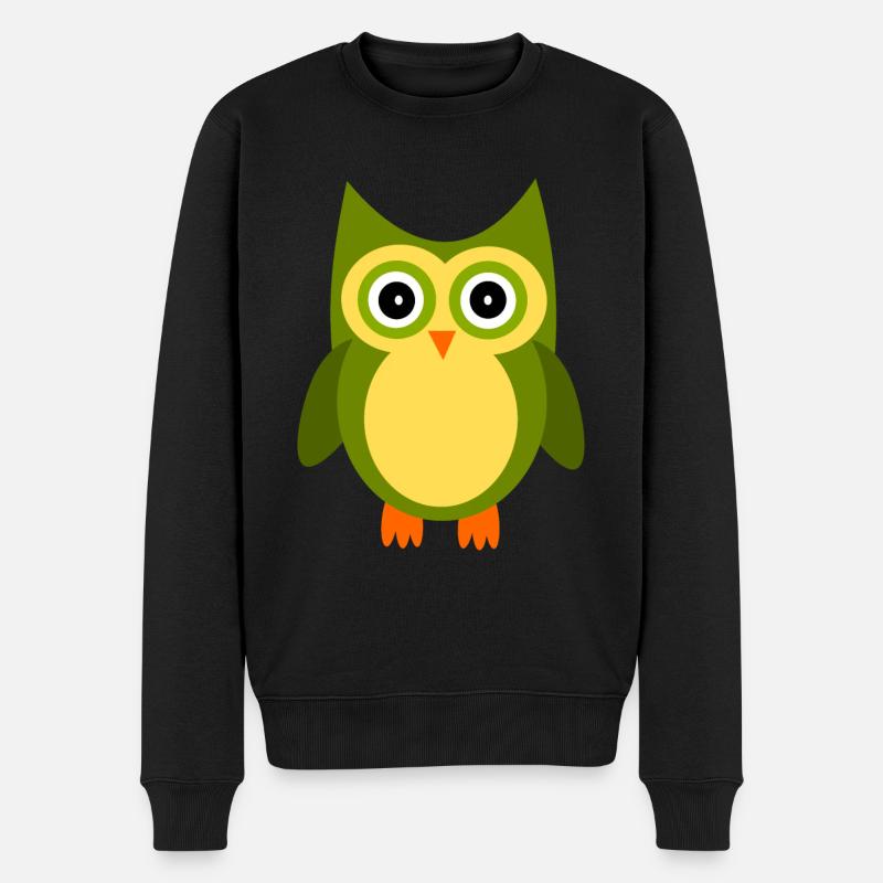 grüne Eule Vogel grün - Männer Premium Bio Pullover - Schwarz