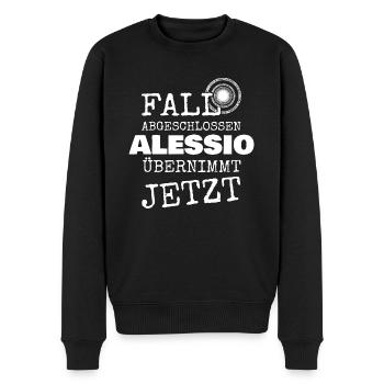 Vorname Alessio - Männer Premium Bio Pullover - Schwarz - Vorne - Nico (187cm)