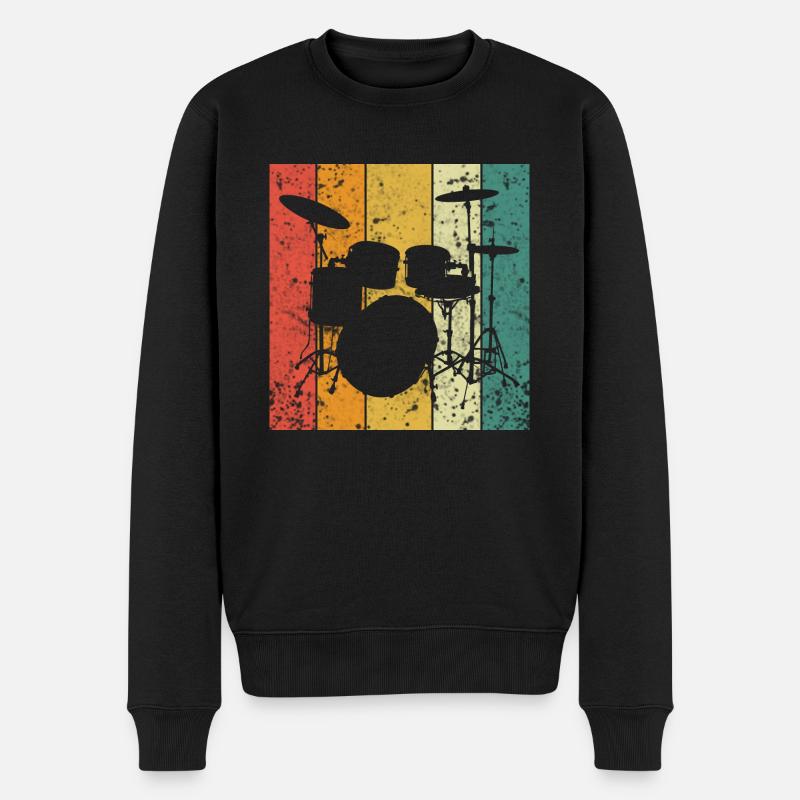 Drums Retro - Männer Premium Bio Pullover - Schwarz