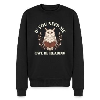 Wenn Du Mich Suchst, Eule Mit Buch - Männer Premium Bio Pullover - Schwarz - Vorne - Nico (187cm)