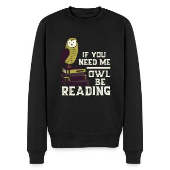 Owl Reading Books Funny Saying - Men's Premium Organic Jumper - black - Front - Nico (187cm)