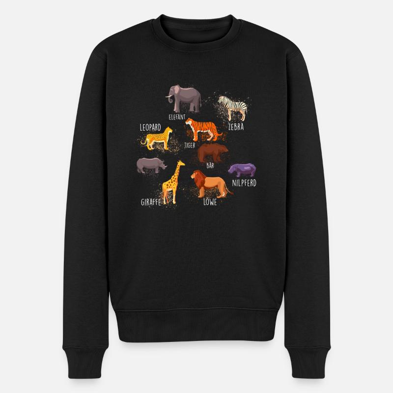 tiere,wilde tiere,zebra,löwe,elefant,bär,zoo - Männer Premium Bio Pullover - Schwarz