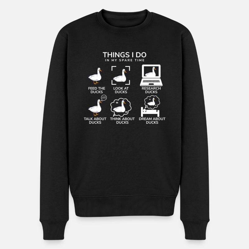 Dinge, die ich in meiner Freizeit tue Entenliebhaber - Männer Premium Bio Pullover - Schwarz