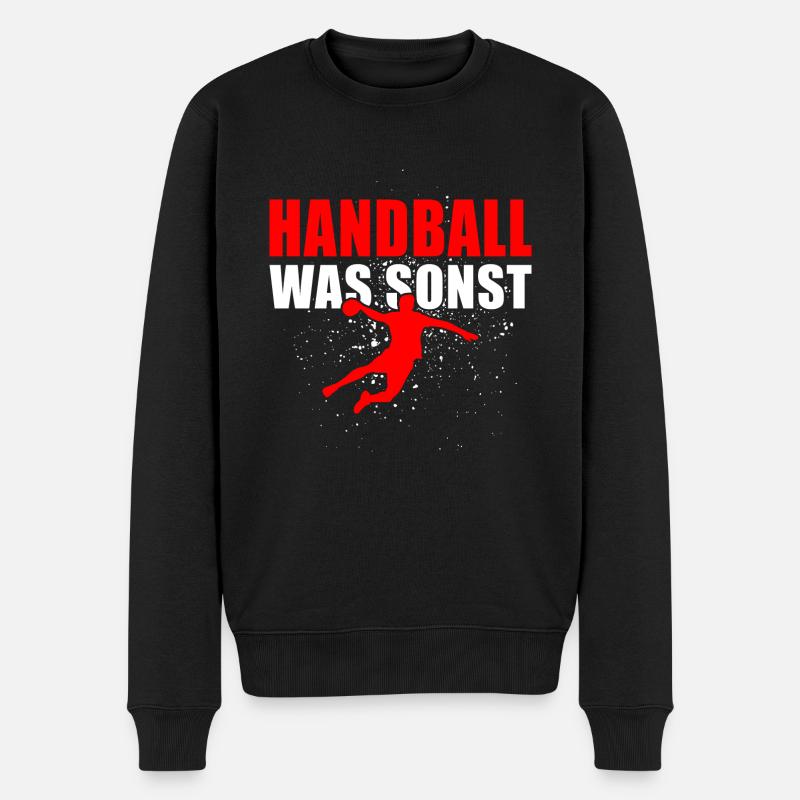 Handball was sonst - Männer Premium Bio Pullover - Schwarz