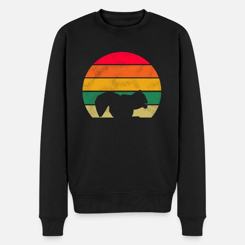 Wald Tier Waldbewohner Retro Eichhörnchen - Männer Premium Bio Pullover - Schwarz
