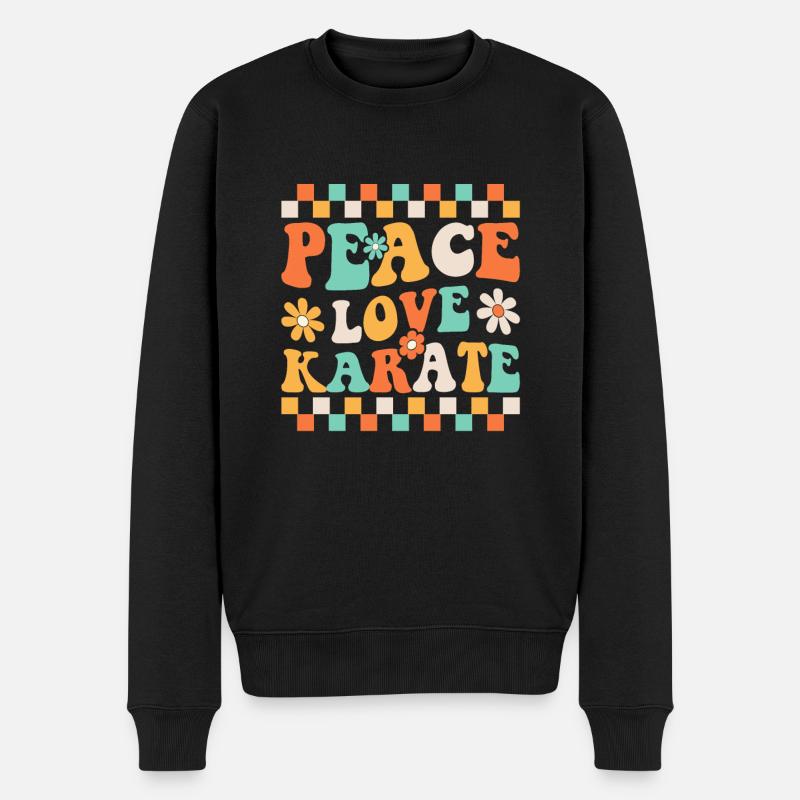 Frieden, Liebe, Karate - Männer Premium Bio Pullover - Schwarz