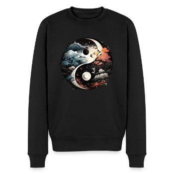 Yin Yang - Männer Premium Bio Pullover - Schwarz - Vorne - Nico (187cm)