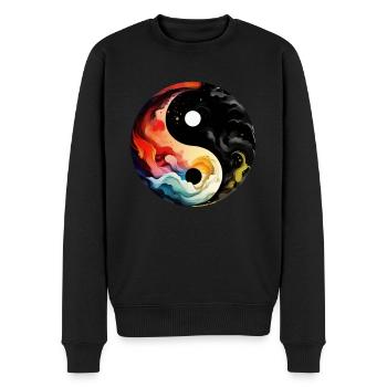 Yin Yang - Männer Premium Bio Pullover - Schwarz - Vorne - Nico (187cm)
