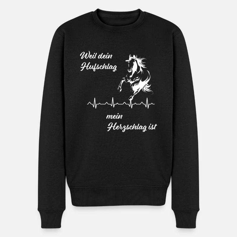 Pferde T Shirt - Männer Premium Bio Pullover - Schwarz