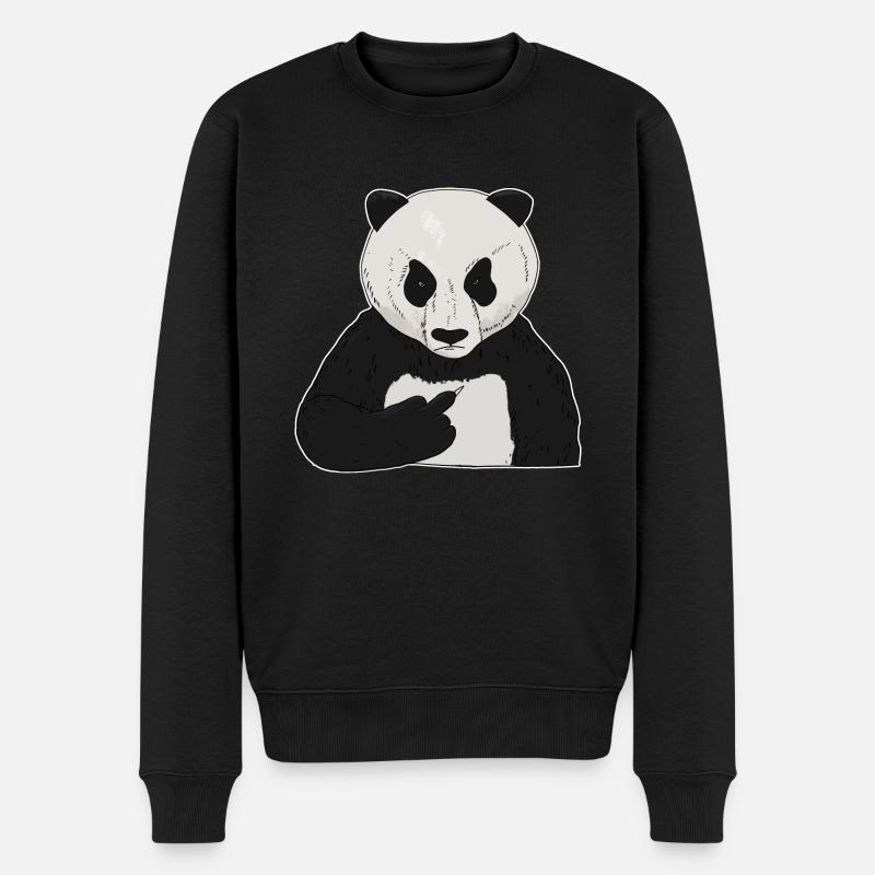 Mürrischer Pandabär mit Mittelfinger - Männer Premium Bio Pullover - Schwarz