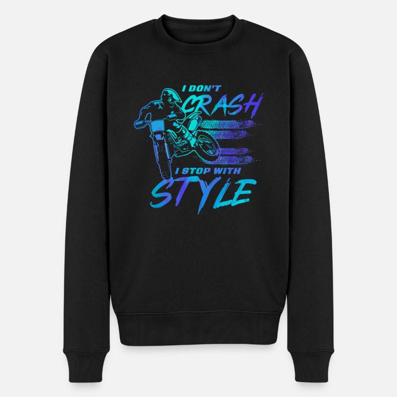 I Don't Crash I Do Random Gravity Checks Motocross - Männer Premium Bio Pullover - Schwarz