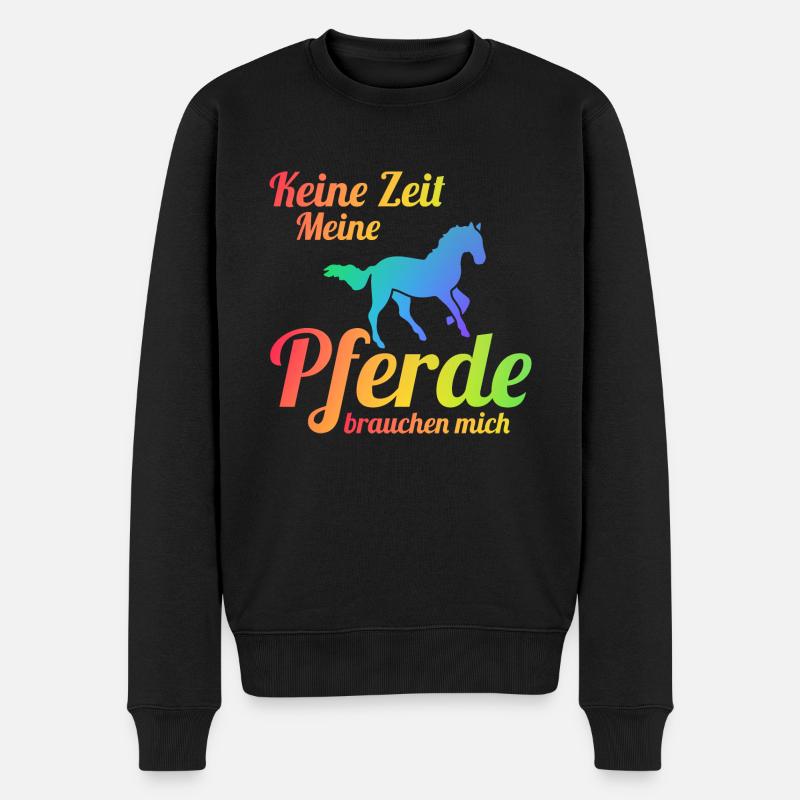 Pferd Reiten Pferdehalter Geschenk - Männer Premium Bio Pullover - Schwarz