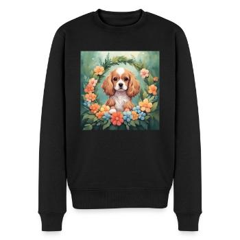Cute Kawaii Baby American Cocker Spaniel Floral - Men's Premium Organic Jumper - black - Front - Nico (187cm)