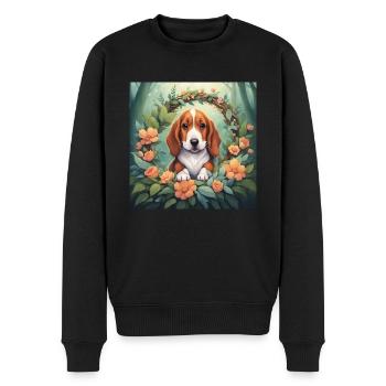 Cute Kawaii Baby Basset Hound Floral - Men's Premium Organic Jumper - black - Front - Nico (187cm)