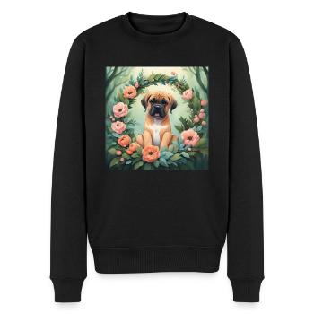Cute Kawaii Baby Mastiff Floral - Men's Premium Organic Jumper - black - Front - Nico (187cm)
