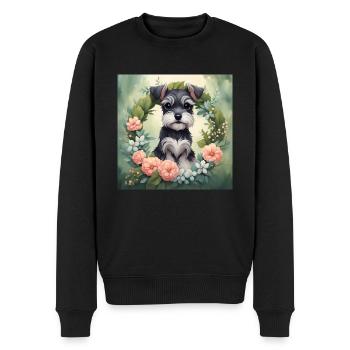 Cute Kawaii Baby Schnauzer Floral - Men's Premium Organic Jumper - black - Front - Nico (187cm)