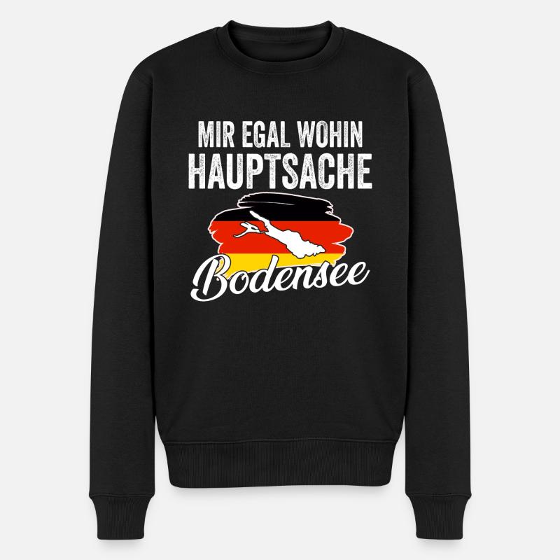 Mir egal wohin hauptsache Bodensee - Männer Premium Bio Pullover - Schwarz