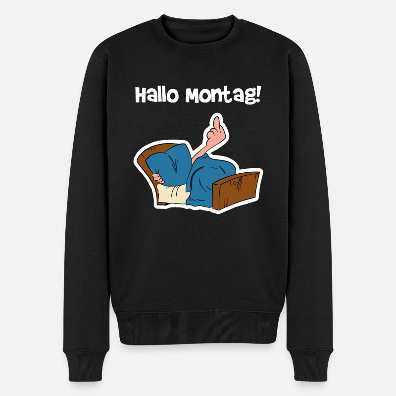 Hallo Montag Morgenmuffel - Männer Premium Bio Pullover - Schwarz