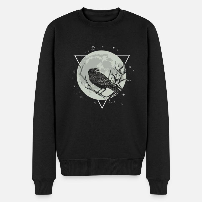Krähe Mond Schwarze Schwarzer Rabe - Männer Premium Bio Pullover - Schwarz