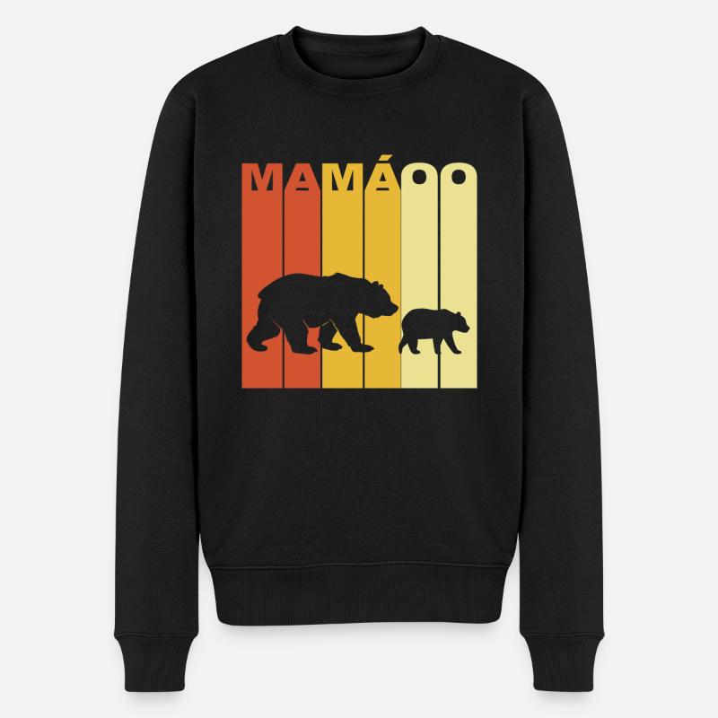 Mama Bär Mutter Geschenk - Männer Premium Bio Pullover - Schwarz