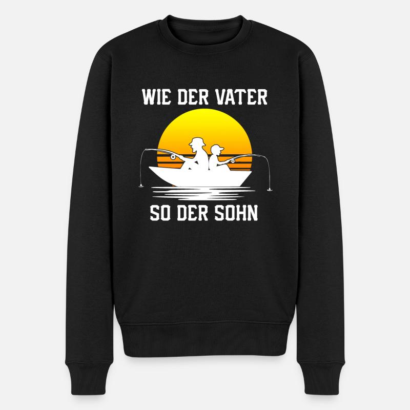 Wie der Vater so der Sohn Fischer Spruch - Männer Premium Bio Pullover - Schwarz