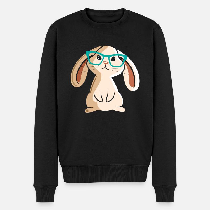 Funny Rabbit With Glasses Cute Rabbit Lover Gift - Männer Premium Bio Pullover - Schwarz
