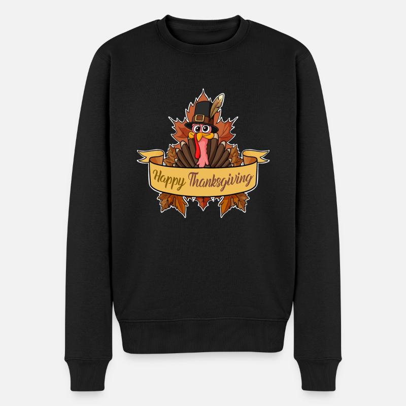 Turkey Day I Happy Thanksgiving Turkey - Männer Premium Bio Pullover - Schwarz