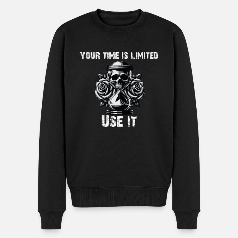 Your time is limited Skull - Männer Premium Bio Pullover - Schwarz