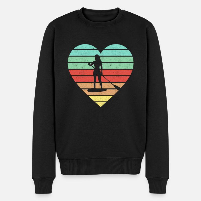 Stand Up Paddling Heart Paddle Board Women - Männer Premium Bio Pullover - Schwarz