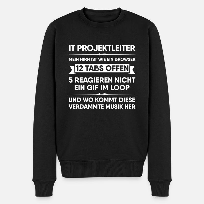 Mein Hirn ist wie ein Browser IT Projektleiter - Männer Premium Bio Pullover - Schwarz