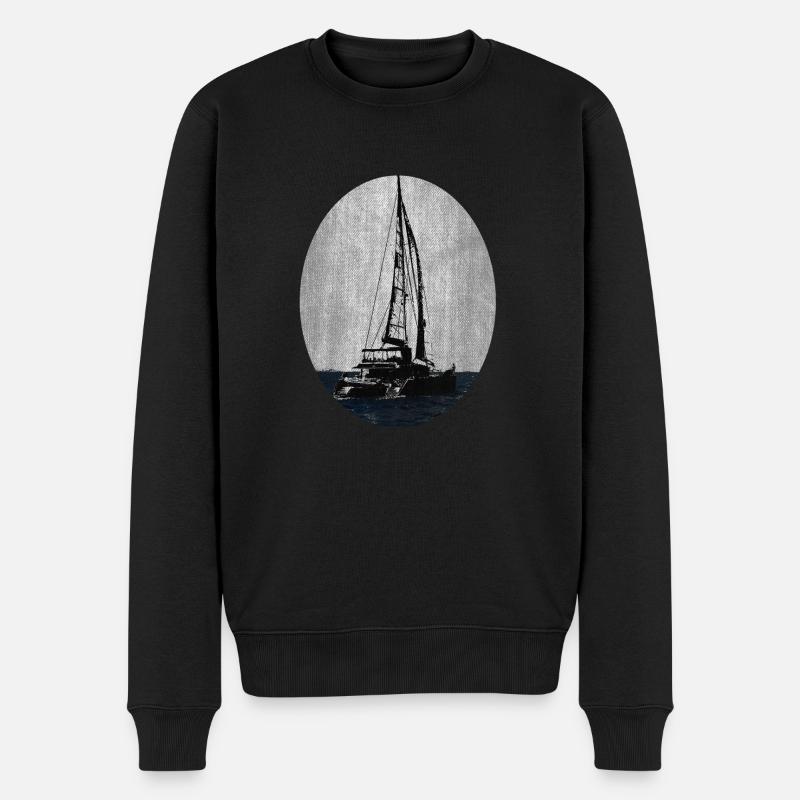Katamaran Segelboot - Männer Premium Bio Pullover - Schwarz