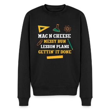 Mac n Cheese Messy Bun Lesson Plans Funny Teacher - Männer Premium Bio Pullover - Schwarz - Vorne - Nico (187cm)
