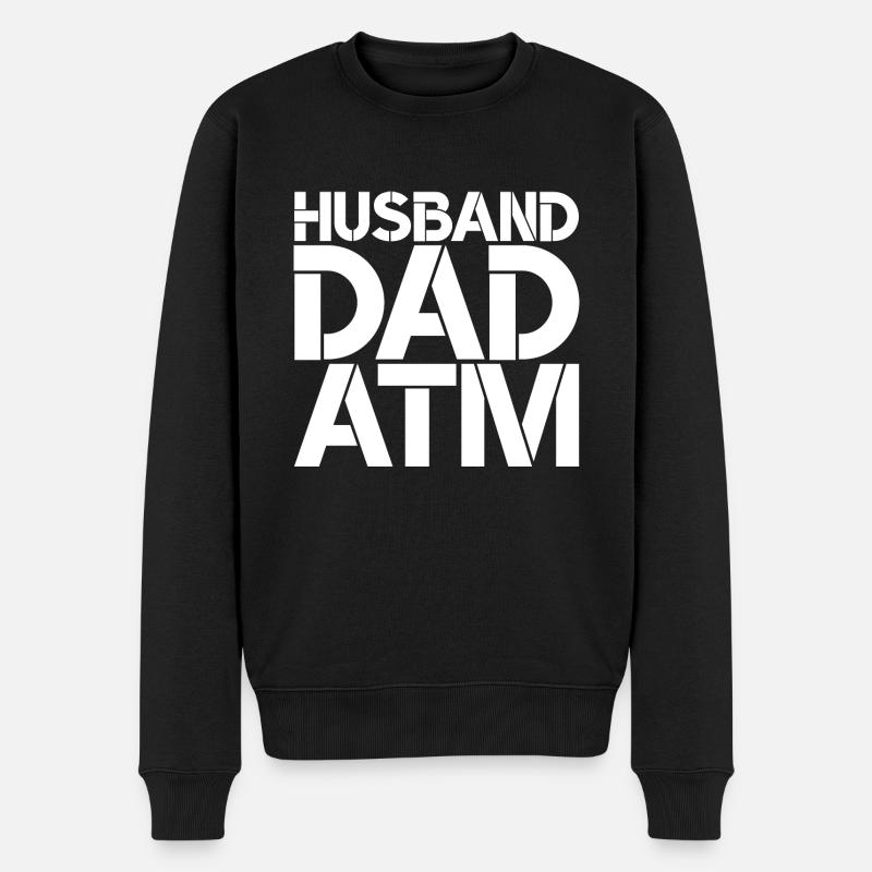 Husband Dad ATM - Männer Premium Bio Pullover - Schwarz